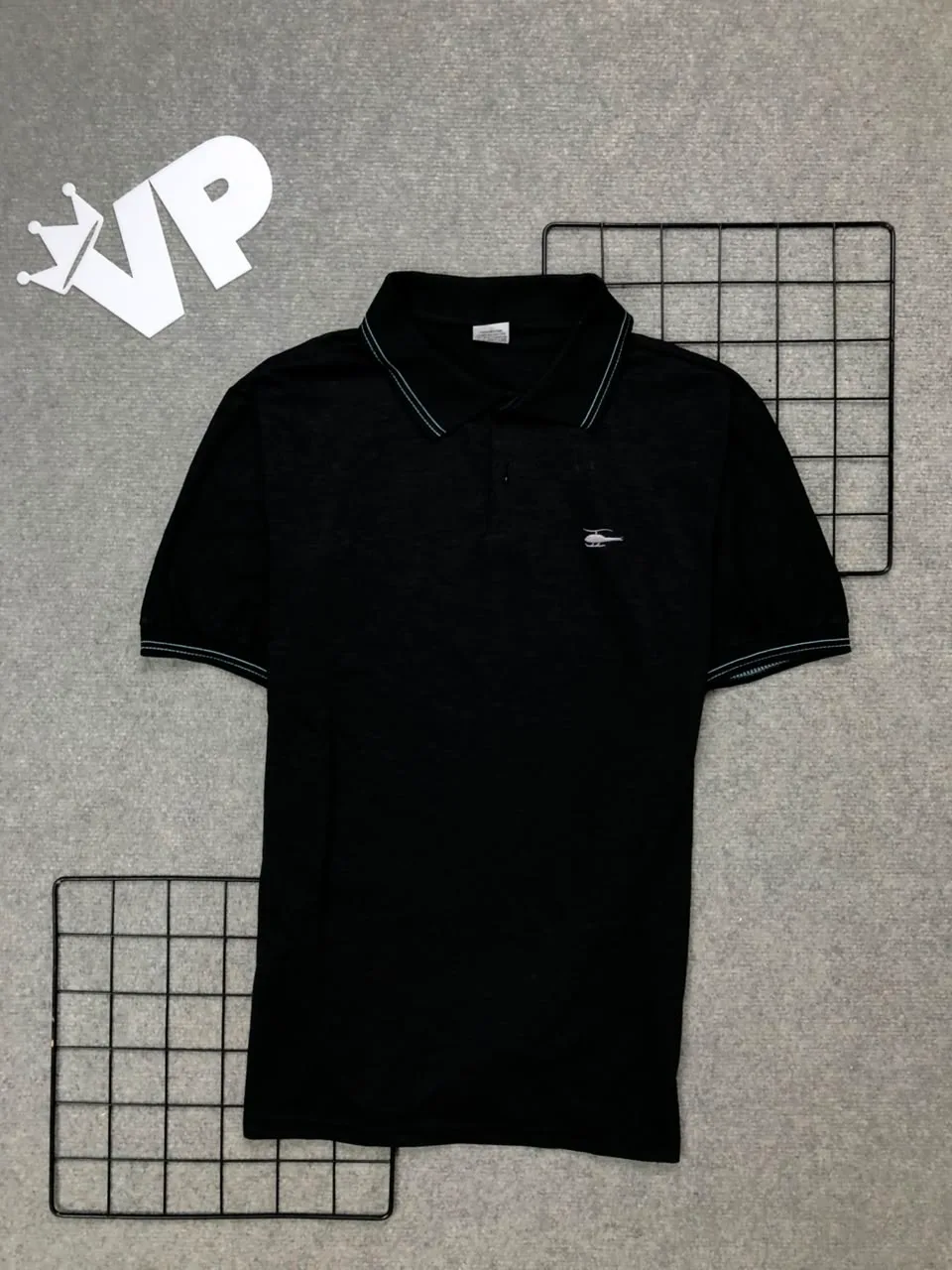 Camiseta Gola Polo Sallo Preto c/ Detalhe Branco