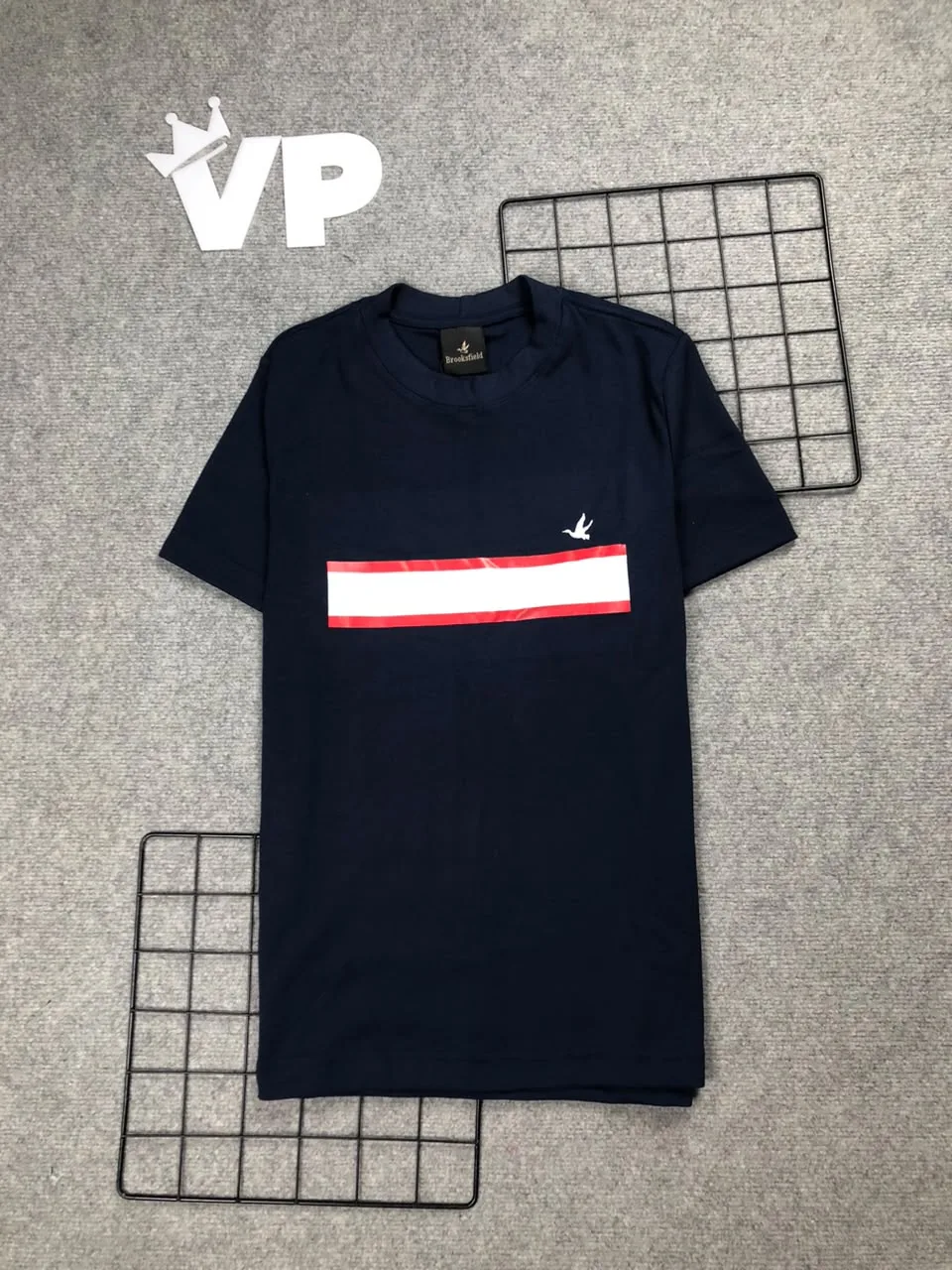 Camiseta Brooksfield Azul Marinho C Listra